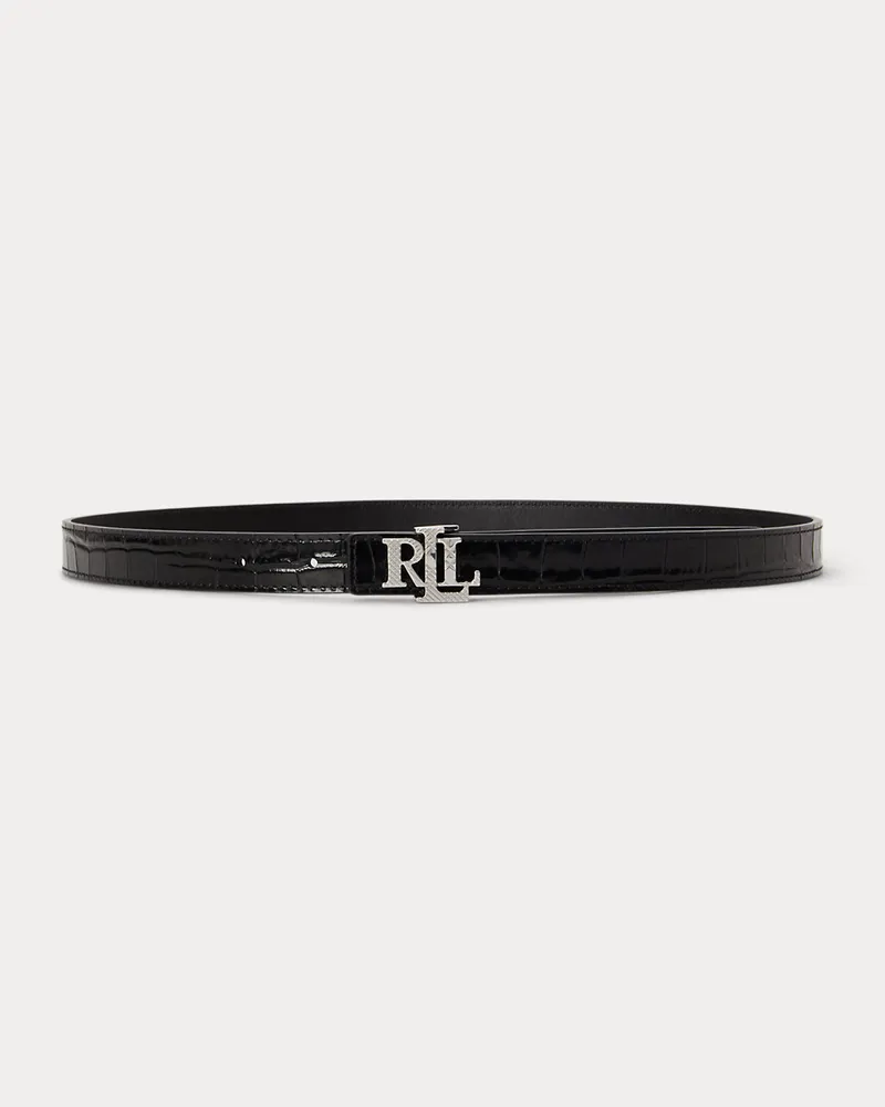 Ralph Lauren Schmaler wendbarer Gürtel mit Logo Black