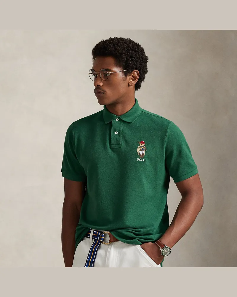 Ralph Lauren Custom-Slim-Fit Piqué-Poloshirt mit Bear Green