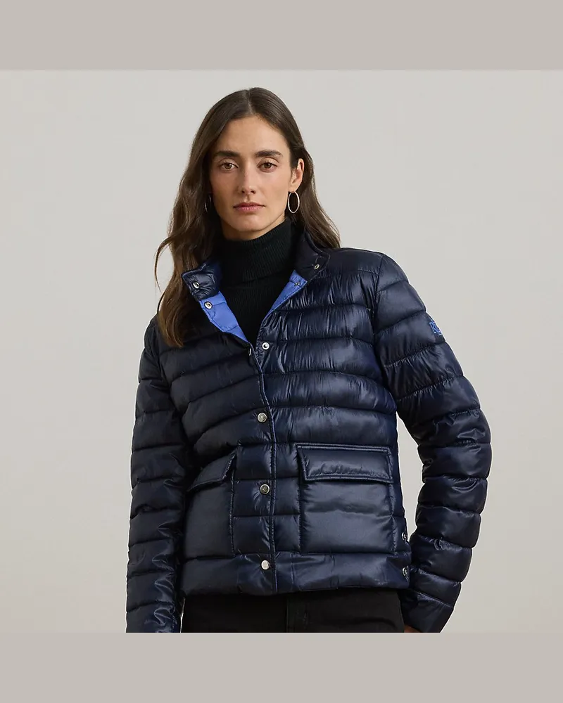 Ralph Lauren Übergroßer Metallic-Daunenmantel Blue