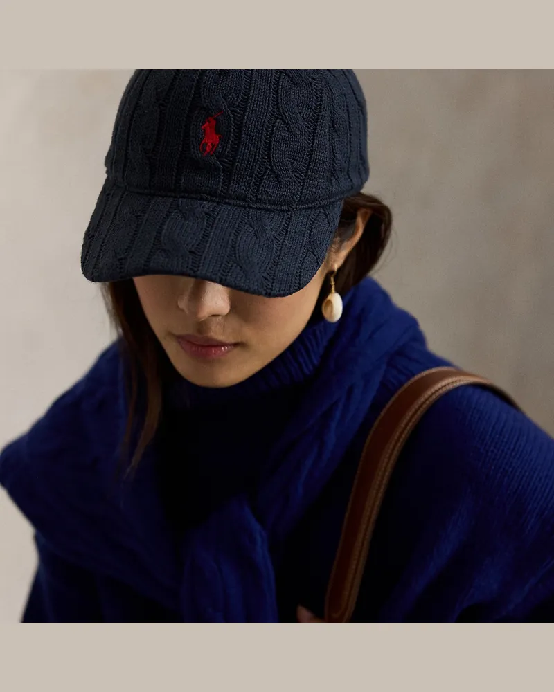 Ralph Lauren Baumwoll-Baseballkappe mit Zopfmuster Blue