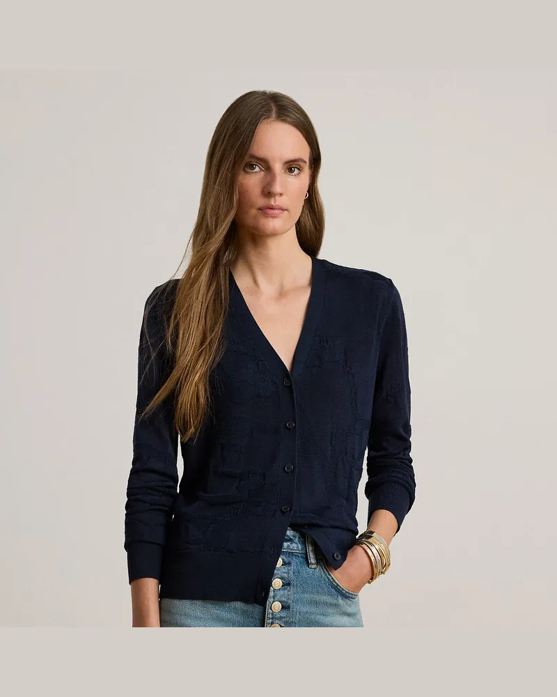 Ralph Lauren Strickjacke mit Gürtelmotiv Blue