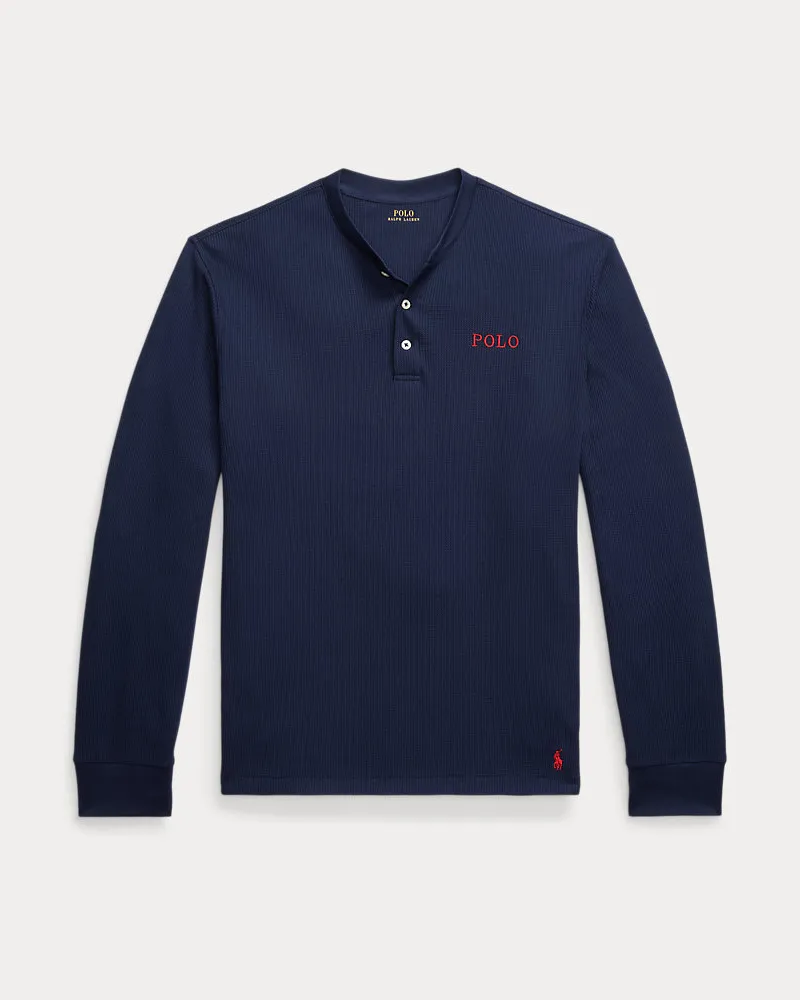 Ralph Lauren Henley-Nachthemd aus Waffelpiqué Blue