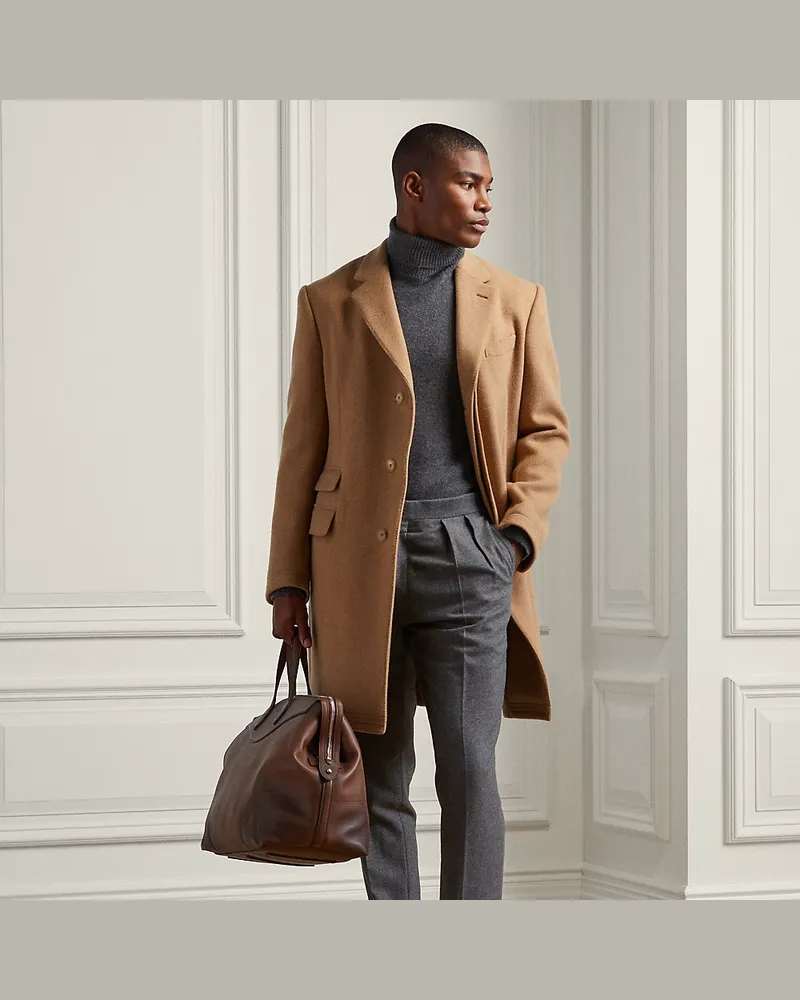 Ralph Lauren Handgeschneiderter Mantel Kent mit Wolle Brown