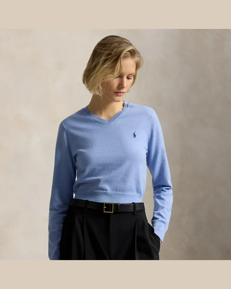 Ralph Lauren Shrunken-Fit Pullover mit V-Ausschnitt Blue