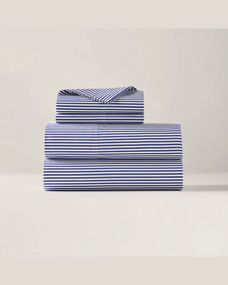 Ralph Lauren Home Gestreiftes Bettlaken-Set aus Baumwolle Blue