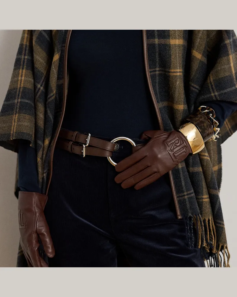 Ralph Lauren Touchscreen-Handschuhe mit Logoprägung Brown