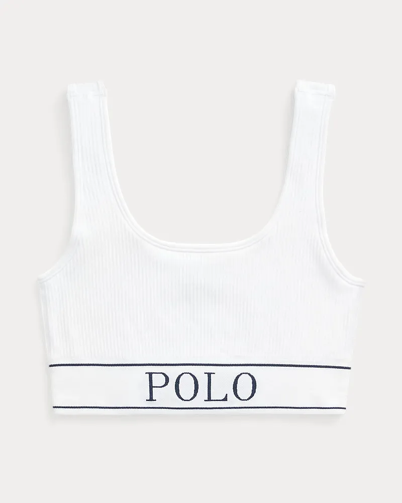 Ralph Lauren Kurzes Tanktop mit rundem Ausschnitt White