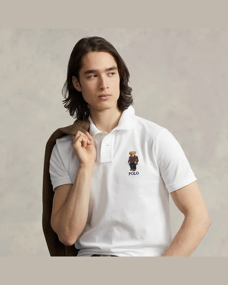 Ralph Lauren Custom-Slim-Fit Poloshirt mit Polo Bear White