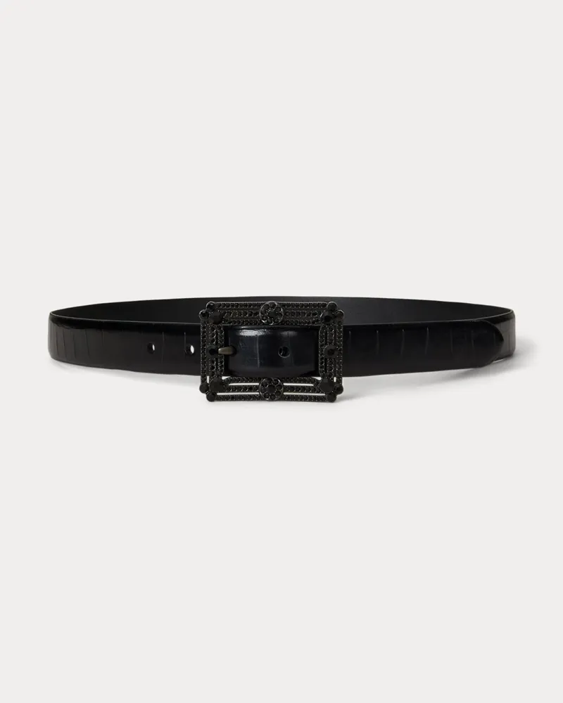 Ralph Lauren Schmaler Gürtel mit verzierter Schnalle Black