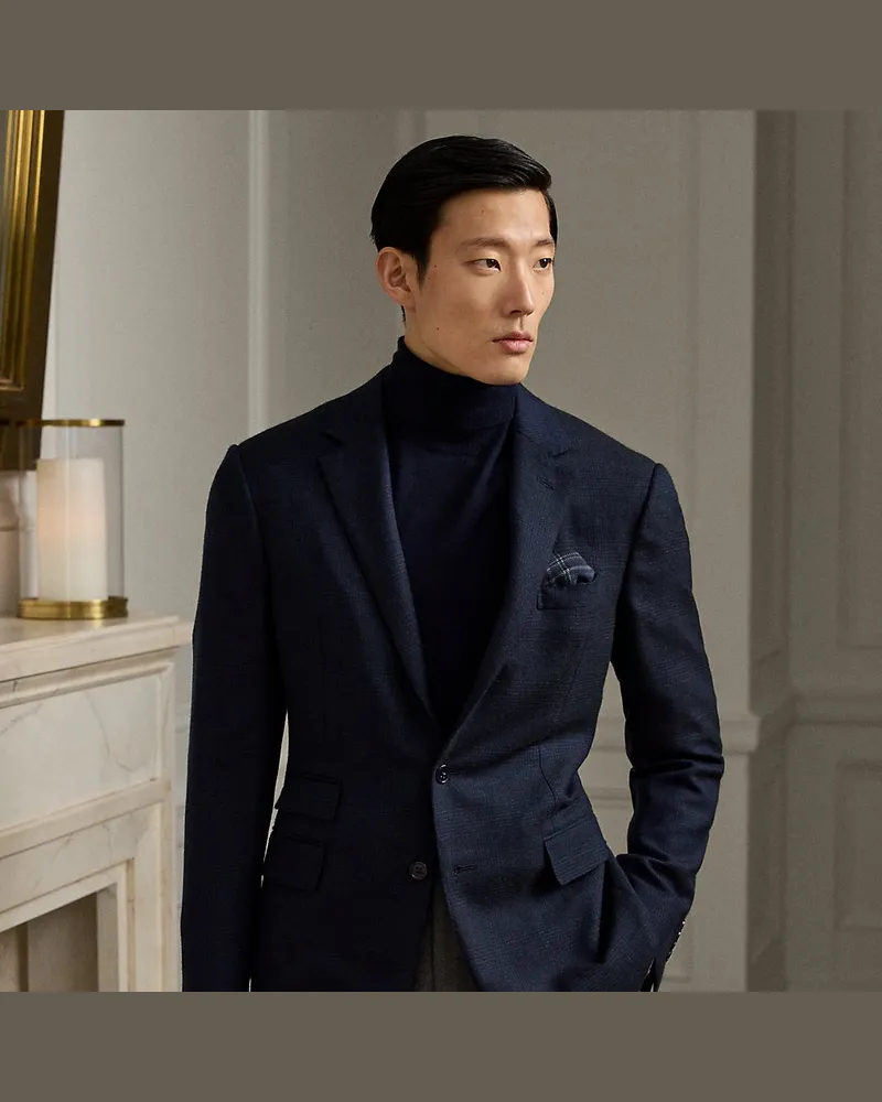 Ralph Lauren Glencheck-Anzug Kent aus Kaschmir Blue