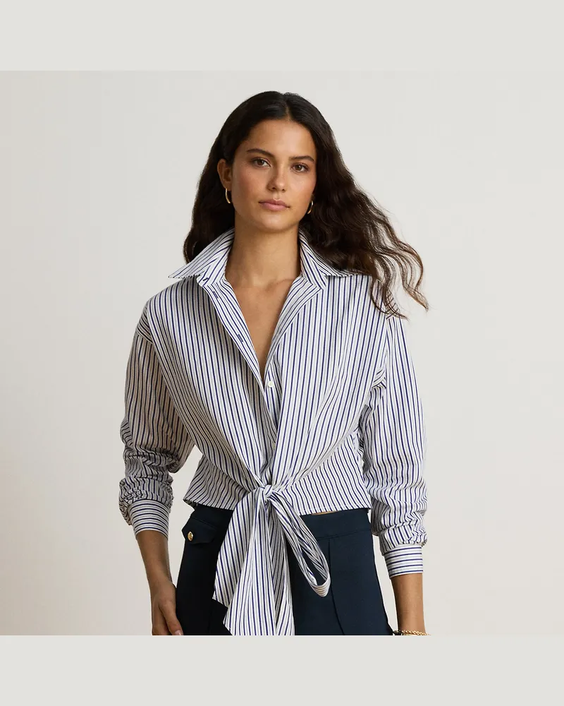 Ralph Lauren Gestreiftes Baumwollhemd mit Bindedetail Multi