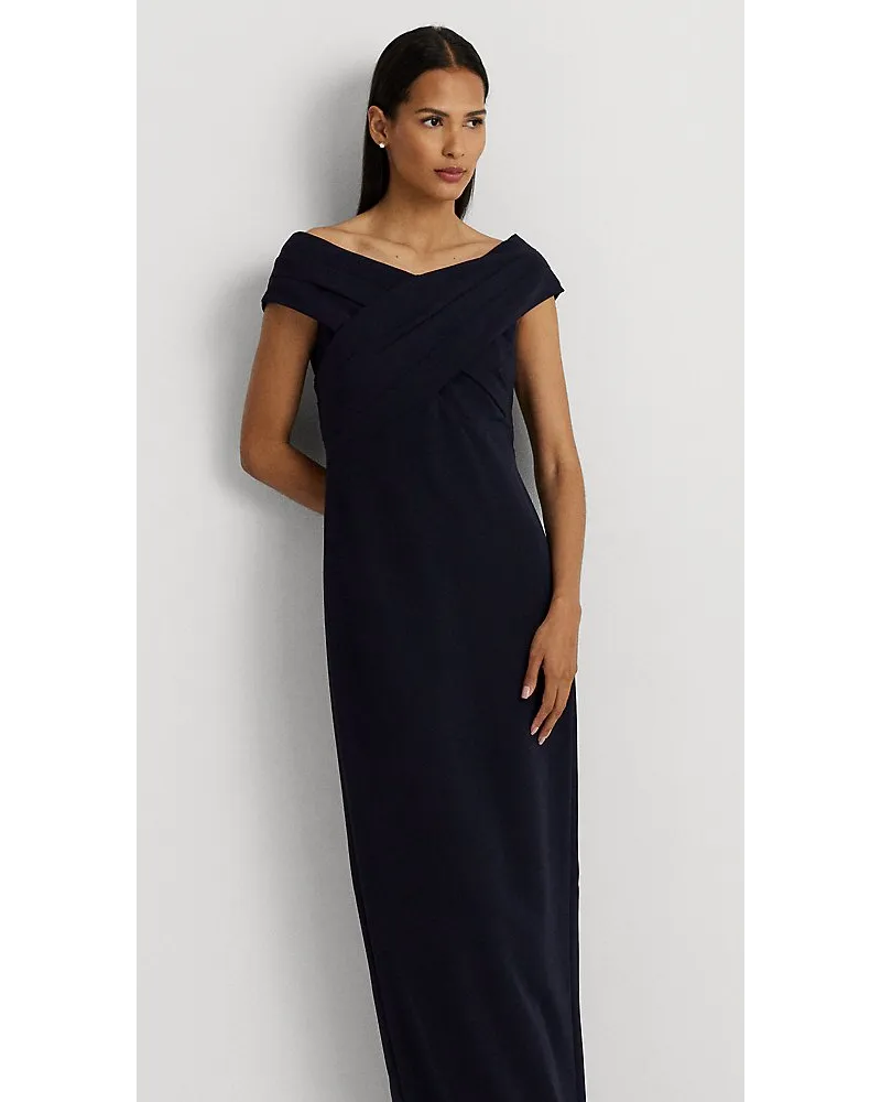 Ralph Lauren Schulterfreies Crêpe-Abendkleid Blue