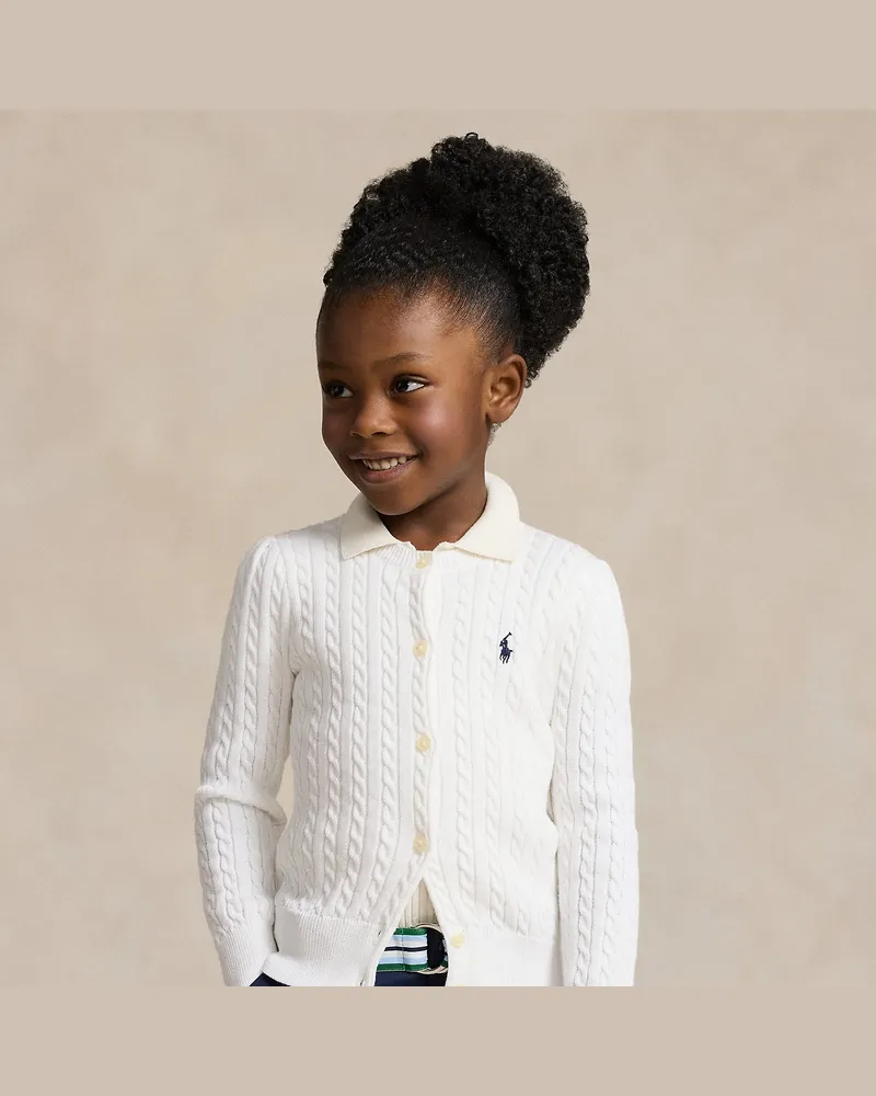 Ralph Lauren Baumwollcardigan mit Zopfmuster White