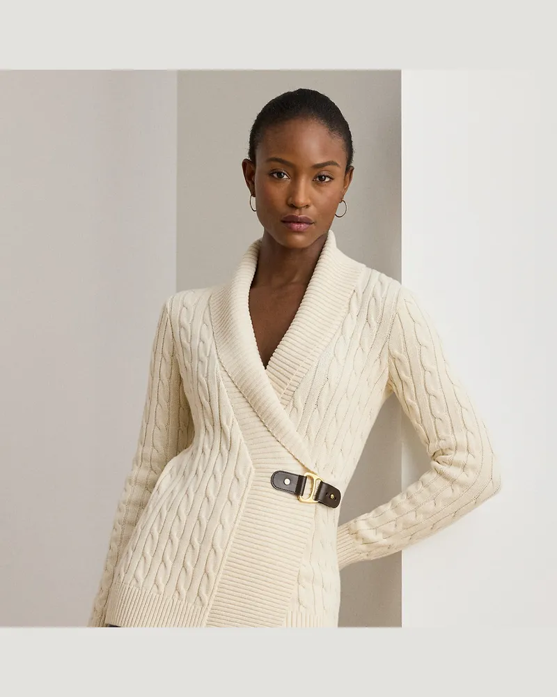 Ralph Lauren Baumwollpullover mit Schnalle Cream