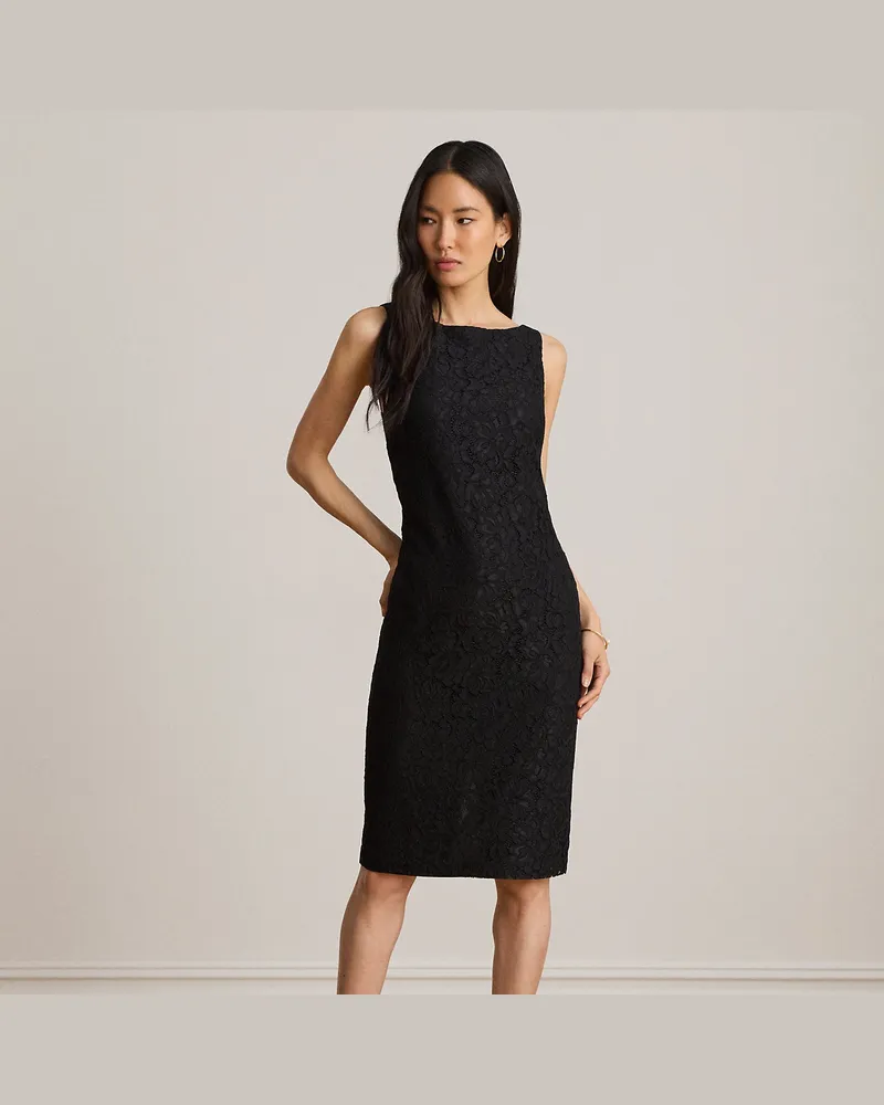 Ralph Lauren Ärmelloses Cocktailkleid aus Spitze Black