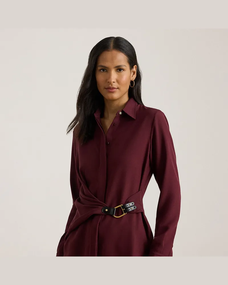 Ralph Lauren Georgette-Bluse mit Schnallenbesatz Red