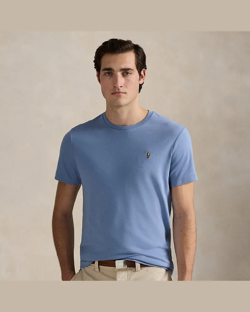 Ralph Lauren Weiches Custom-Slim-Fit Baumwoll-T-Shirt Blue