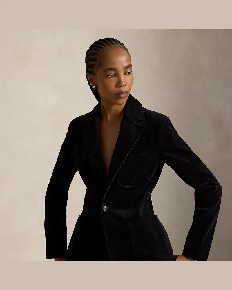 Ralph Lauren Einreihiger Blazer aus Kordsamt Black