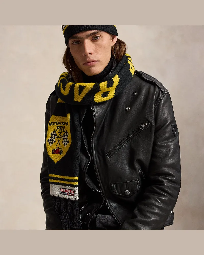 Ralph Lauren Schal mit Rennsport-Aufnähern Black