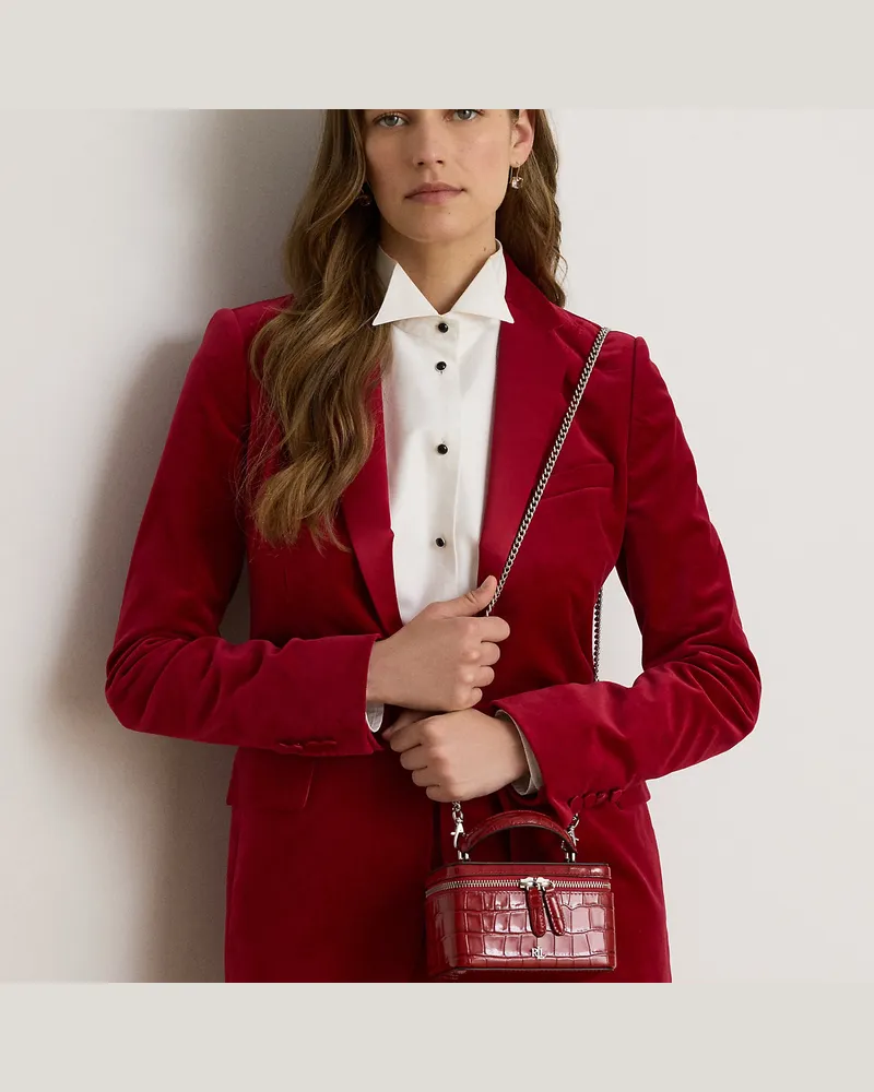 Ralph Lauren Kleine Tasche Hallee mit Krokoprägung Red