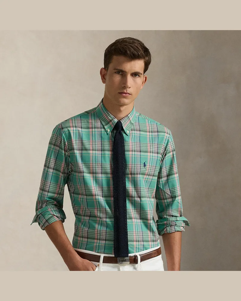 Ralph Lauren Kariertes Custom-Fit Popelinehemd Green