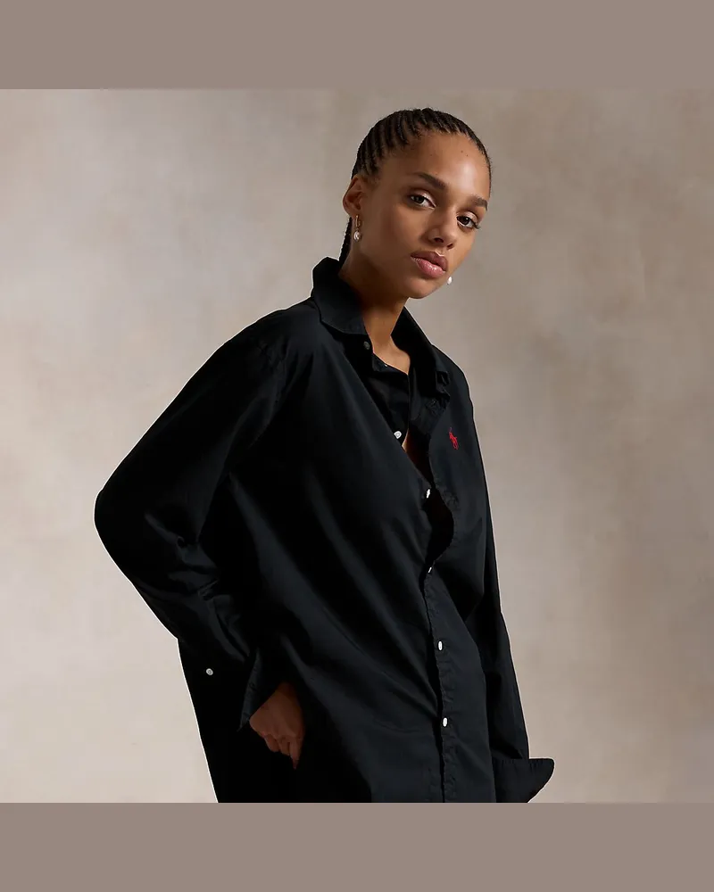 Ralph Lauren Übergroßes Hemd aus Baumwolltwill Black