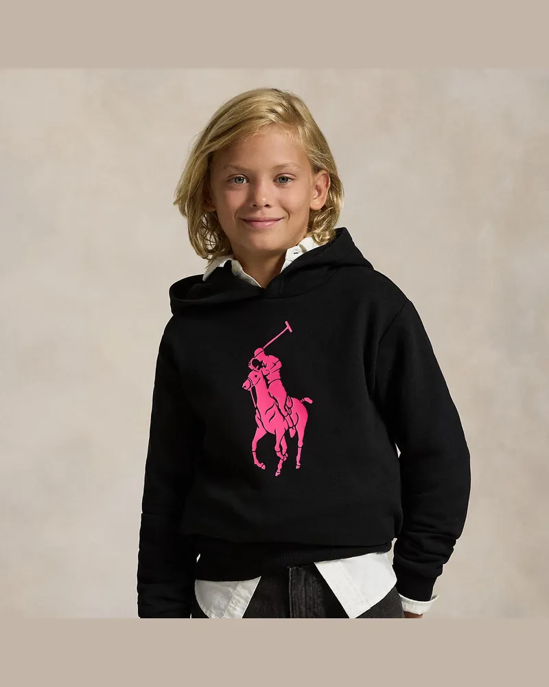 Ralph Lauren Fleece-Kapuzenshirt mit Pink Pony Black