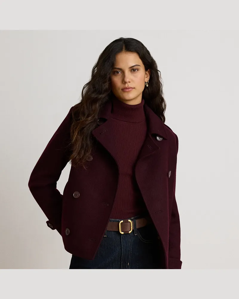 Ralph Lauren Zweireihiger Kurzmantel aus Wollmischung Red