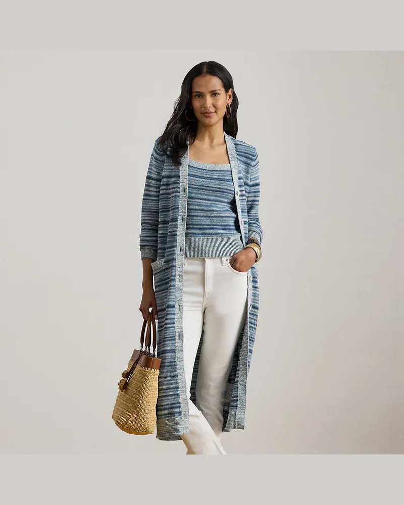 Ralph Lauren Leinen-Strickjacke mit Baumwolle Blue