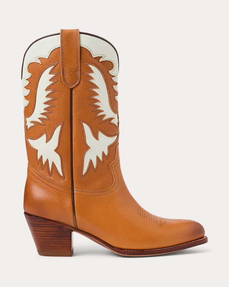 Ralph Lauren Cowboystiefel aus Leder Cream