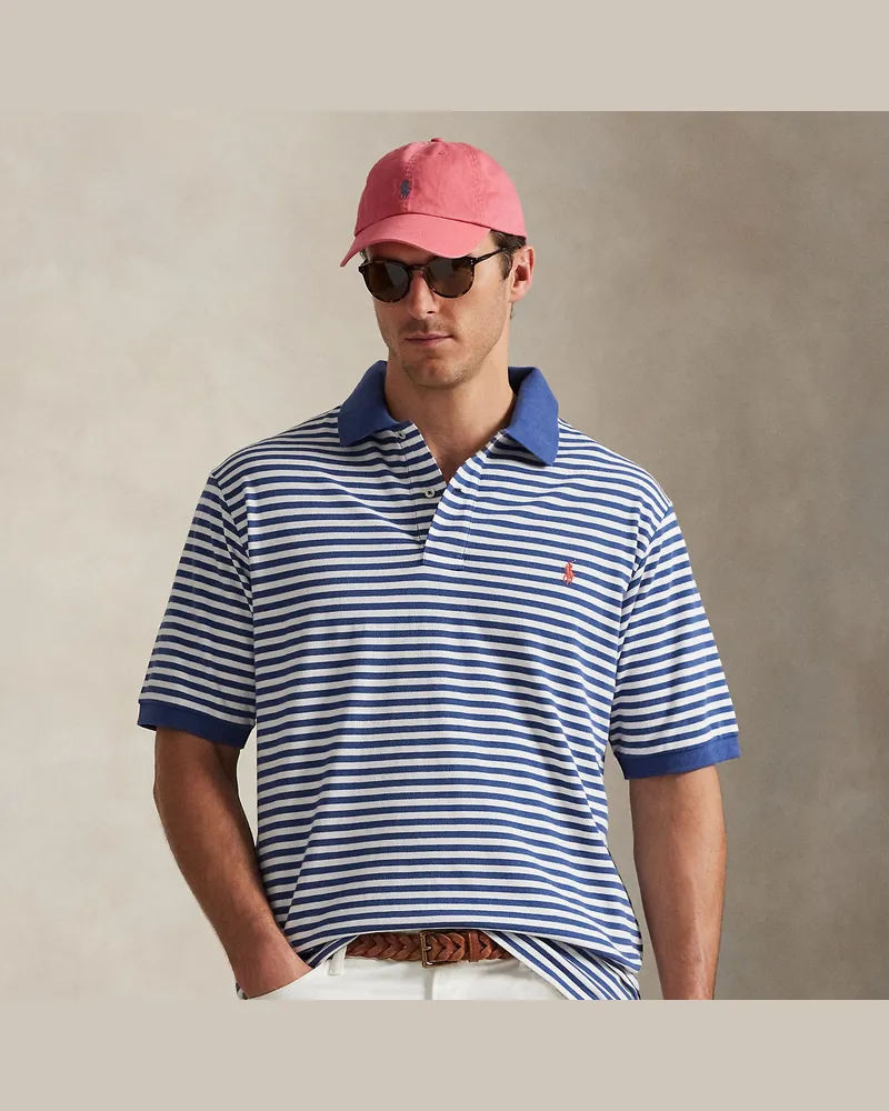 Ralph Lauren Große Größen - Gestreiftes Poloshirt aus Piqué Blue