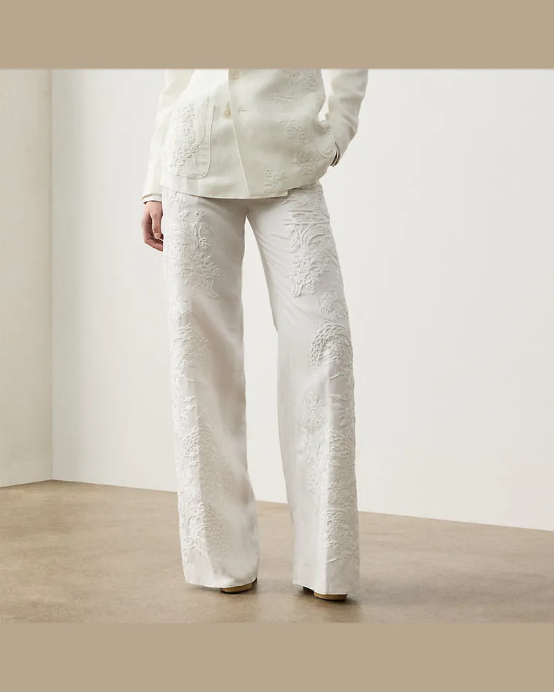 Ralph Lauren Bestickte Hose Dean aus Mikropiqué Cream