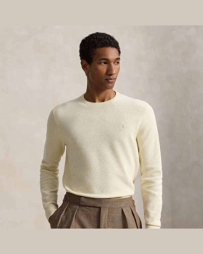 Ralph Lauren Rundhalspullover aus Baumwollpiqué Tan