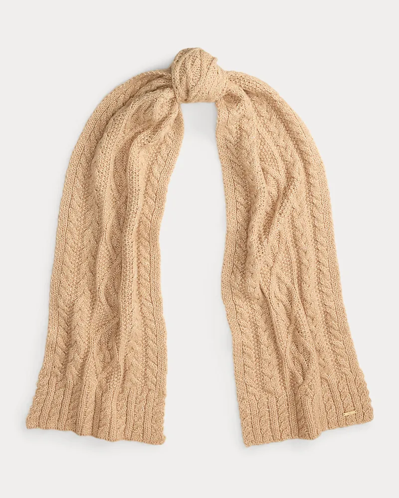 Ralph Lauren Zopfmuster-Schal aus Baumwollmischung Tan