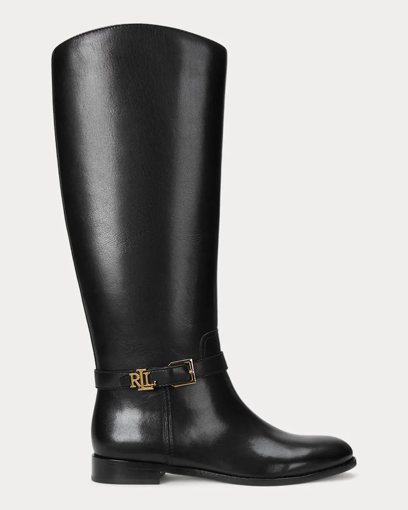 Ralph Lauren Hoher Reitstiefel Brooke aus Kalbsleder Black