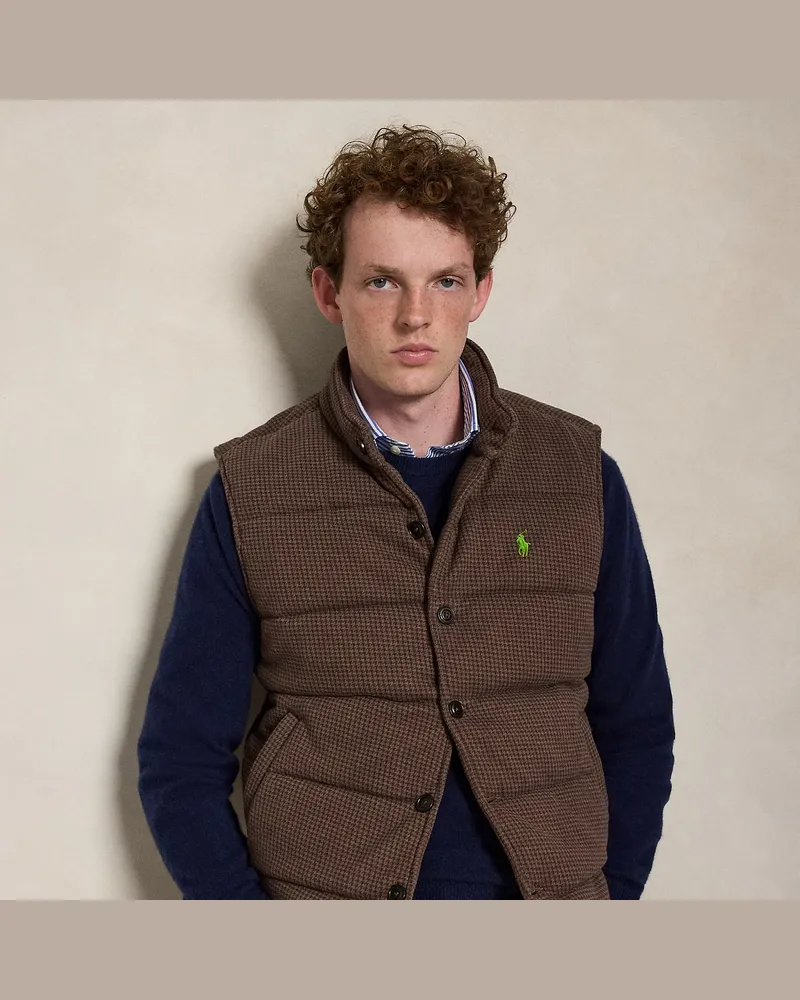 Ralph Lauren Gerippte Weste mit Hahnentrittmuster Brown