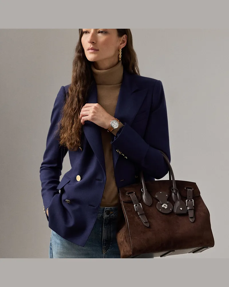 Ralph Lauren Tasche Soft Ricky 33 aus Kalbswildleder Brown