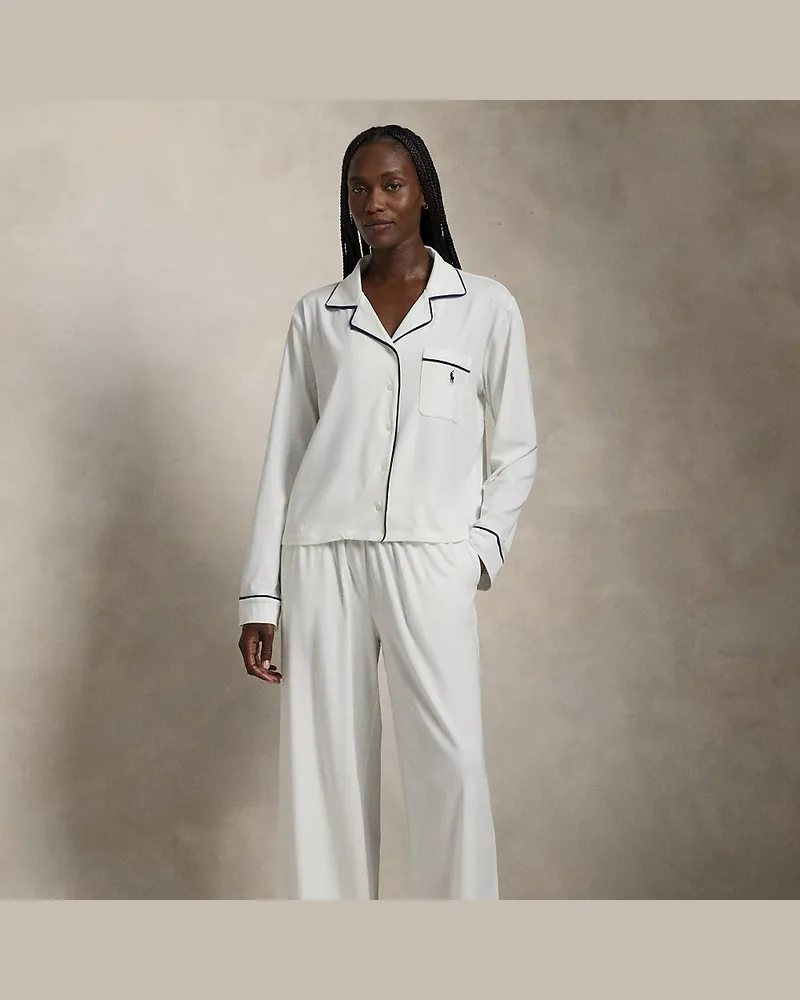 Ralph Lauren Langärmliger Pyjama aus Jersey White