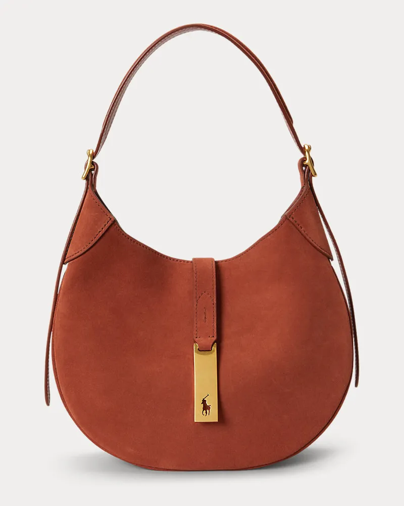 Ralph Lauren Kleine Schultertasche Polo ID aus Wildleder Red