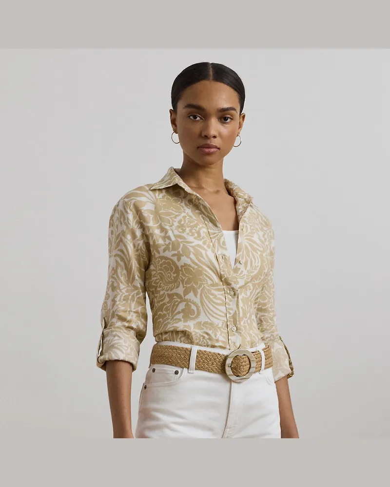 Ralph Lauren Geblümtes Relaxed-Fit Hemd aus Leinen Cream