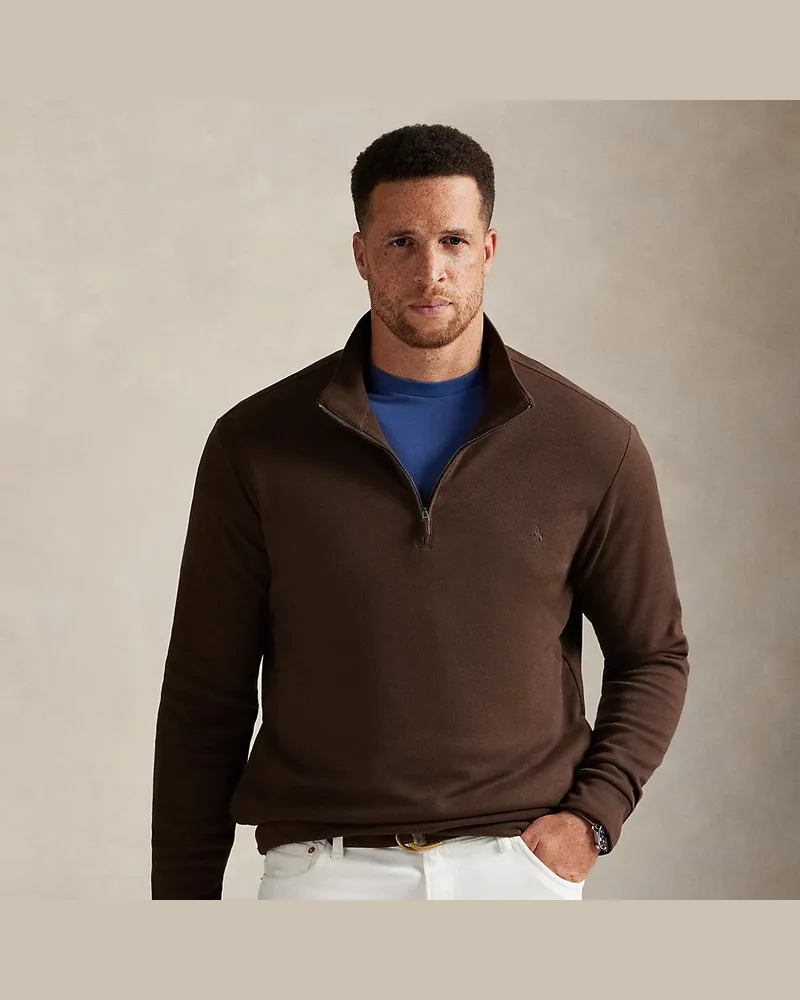 Ralph Lauren Große Größen - Piqué-Pullover mit Viertelreißverschluss Brown