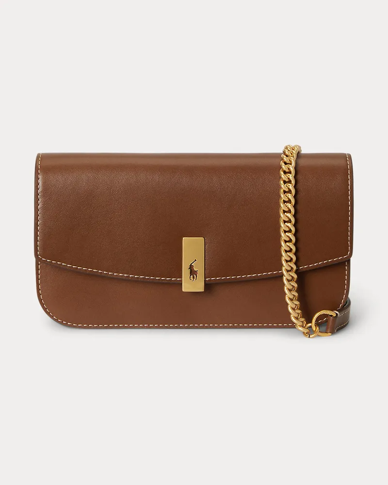 Ralph Lauren Lederbrieftasche Polo ID mit Kette Brown