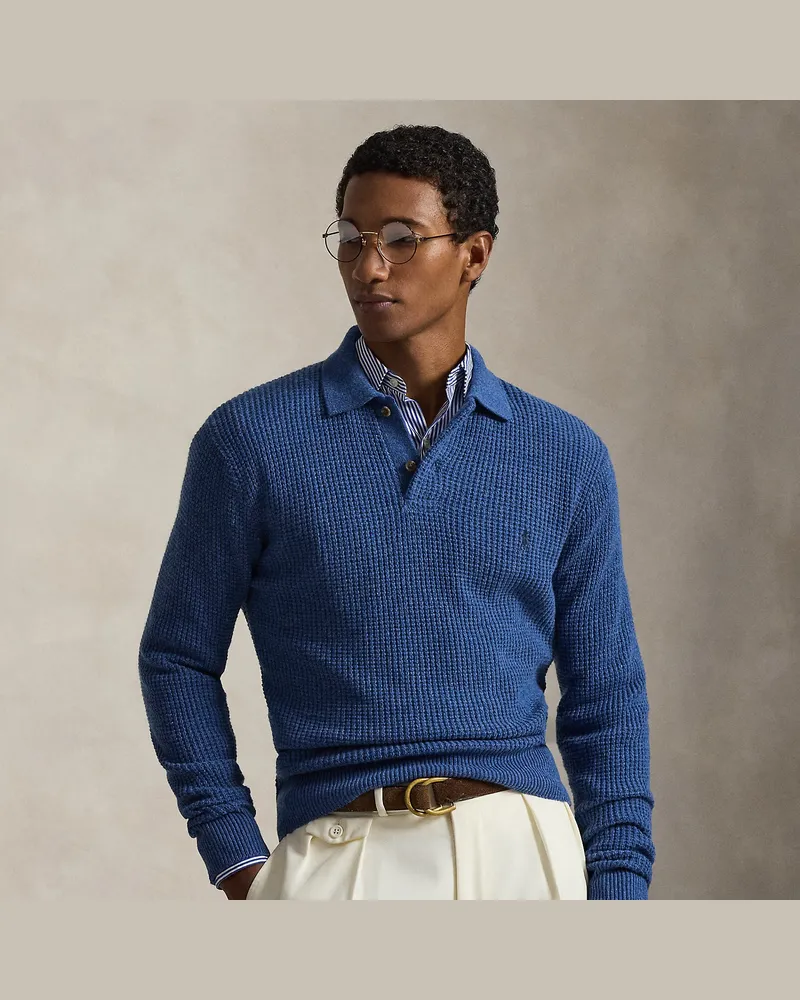 Ralph Lauren Strukturierter Pullover mit Polokragen Blue