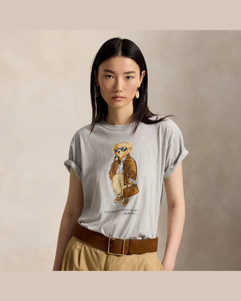 Ralph Lauren Baumwolljersey-T-Shirt mit Polo Bear Grey