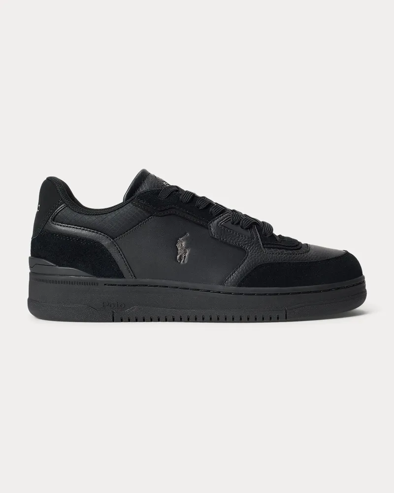 Ralph Lauren Leder-Wildleder-Sneaker Open Masters Black