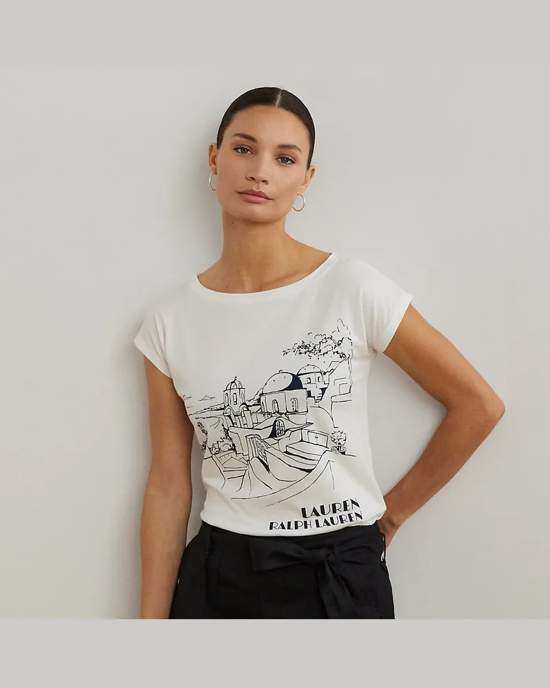 Ralph Lauren Grafik-T-Shirt aus Jersey White