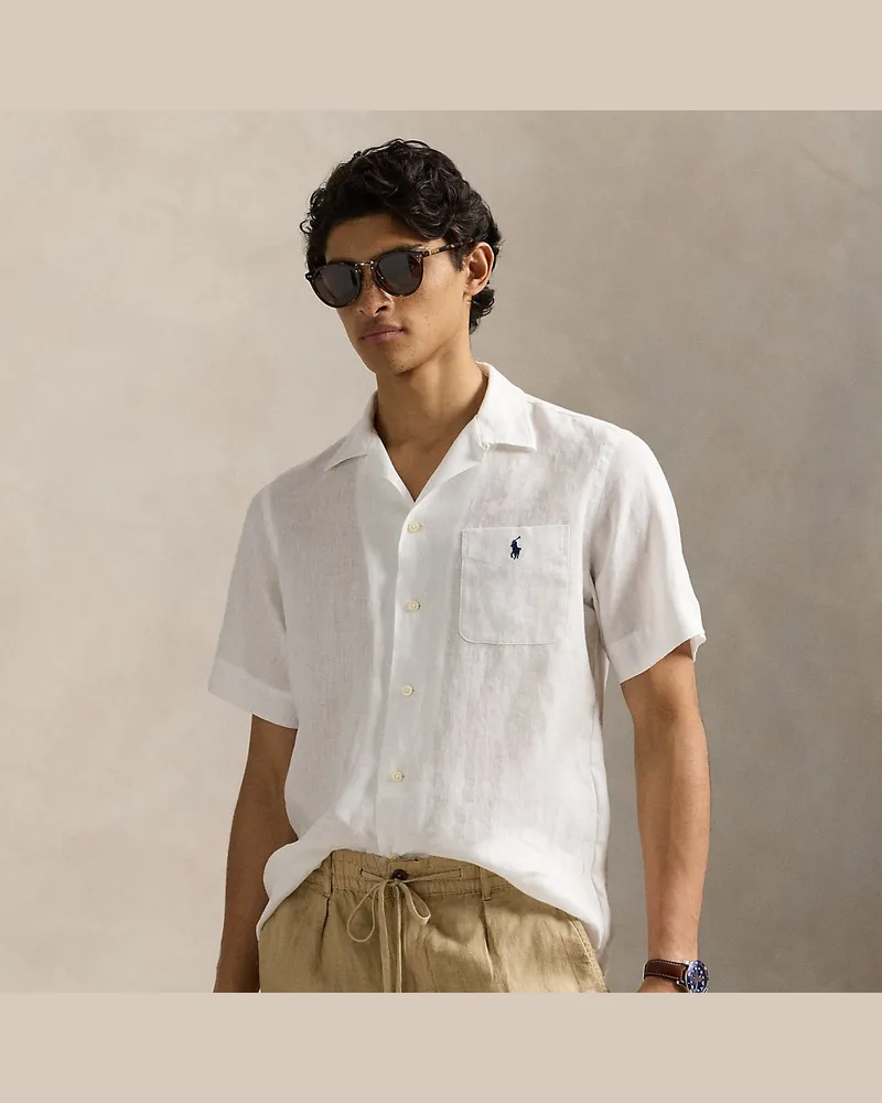 Ralph Lauren Classic-Fit Leinen-Kurzarmhemd White