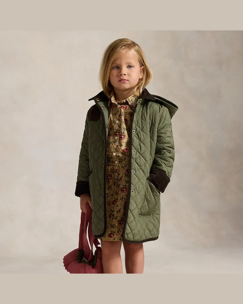 Ralph Lauren Lange Steppjacke Green