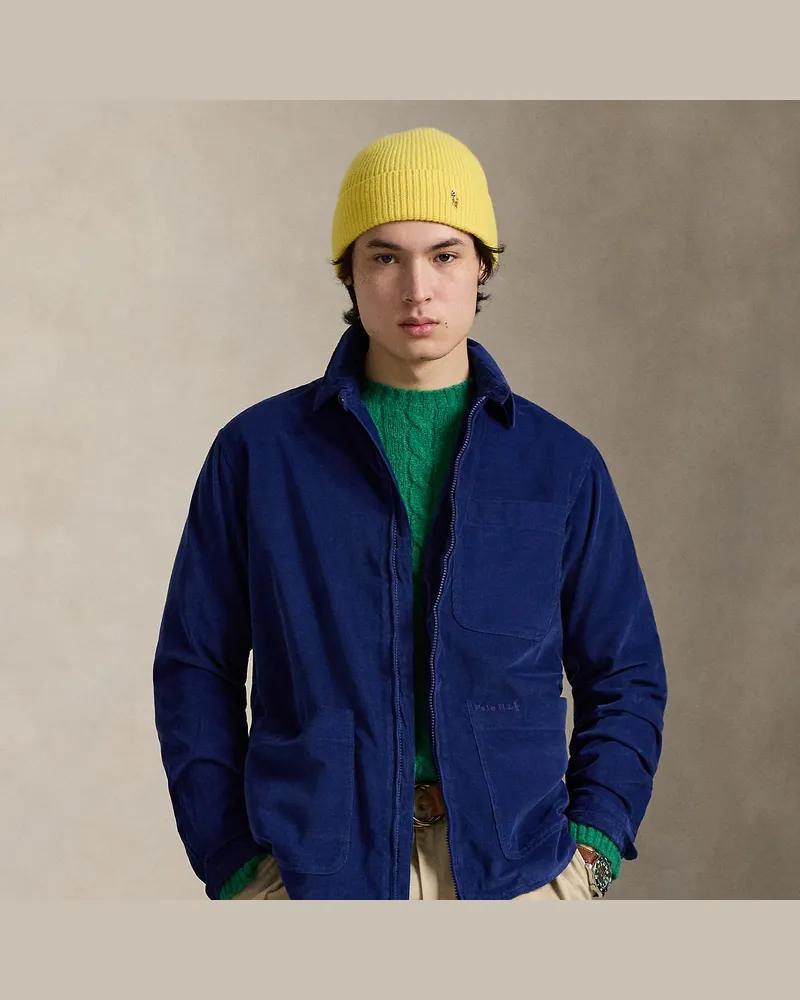 Ralph Lauren Kordsamt-Hemdjacke mit Reißverschluss Blue