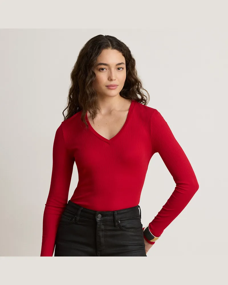 Ralph Lauren Langarmoberteil im Rippenstrick Red